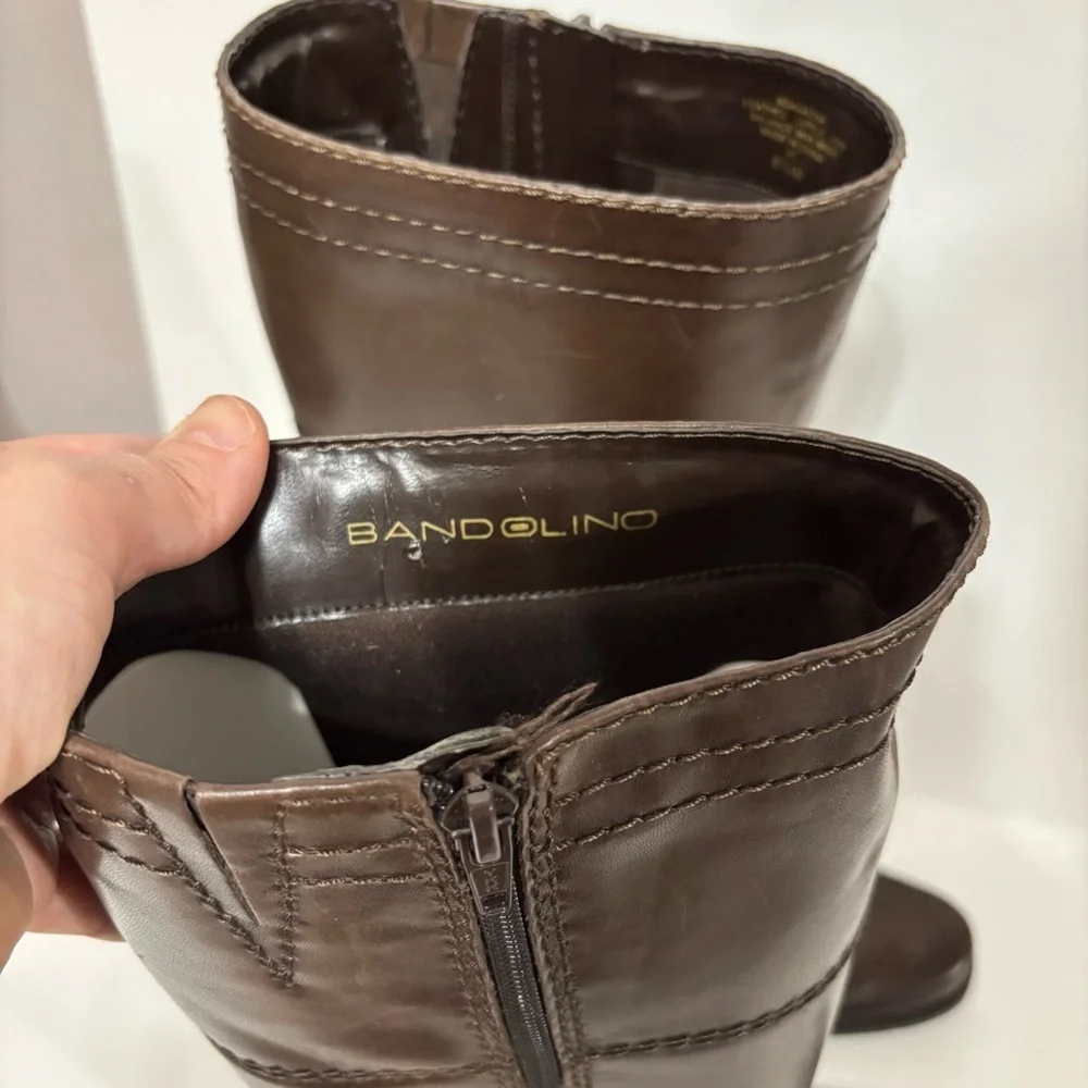 Bandolino Dark Brown Leather  Riding Boots Size 8.5